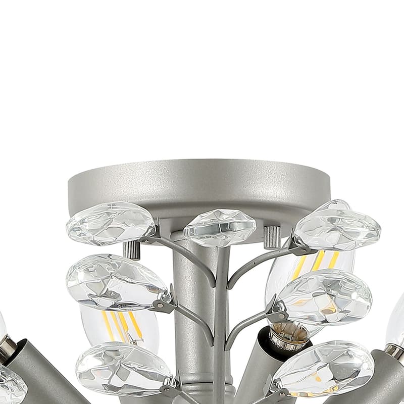 Adoria 26" 4-Light Contemporary Bohemian Iron/Acrylic LED Semi Flush Mount, by JONATHAN Y