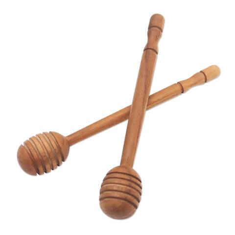 Novica Handmade Sweet Treat Teak Wood Honey Dippers (Pair)