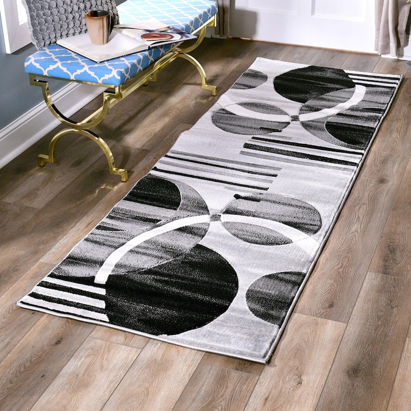 Orelsi Grey/Black Polyester Area Rug