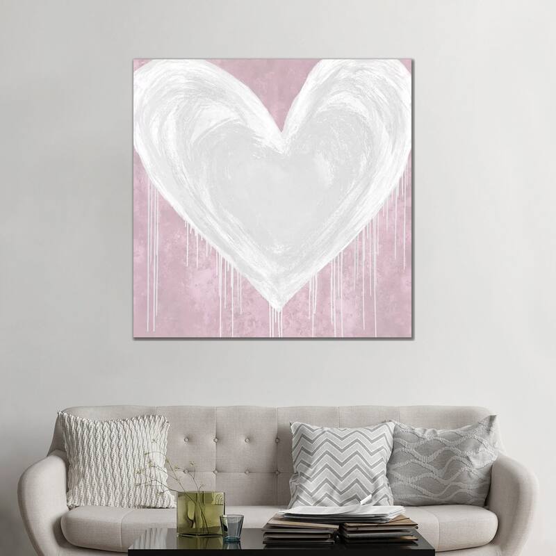 iCanvas "Big Hearted White on Pink" by Lindsay Rodgers Canvas Print