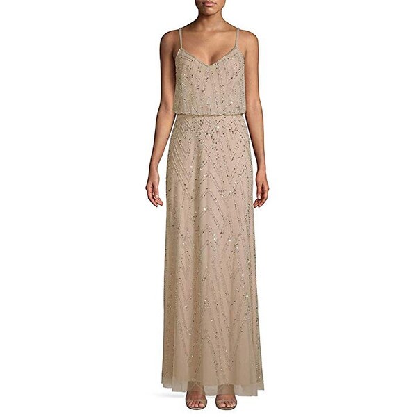 adrianna papell taupe pink dress