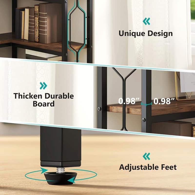 78.7" Tall 7-Tier Industrial Bookshelf - Display & Corner Shelf