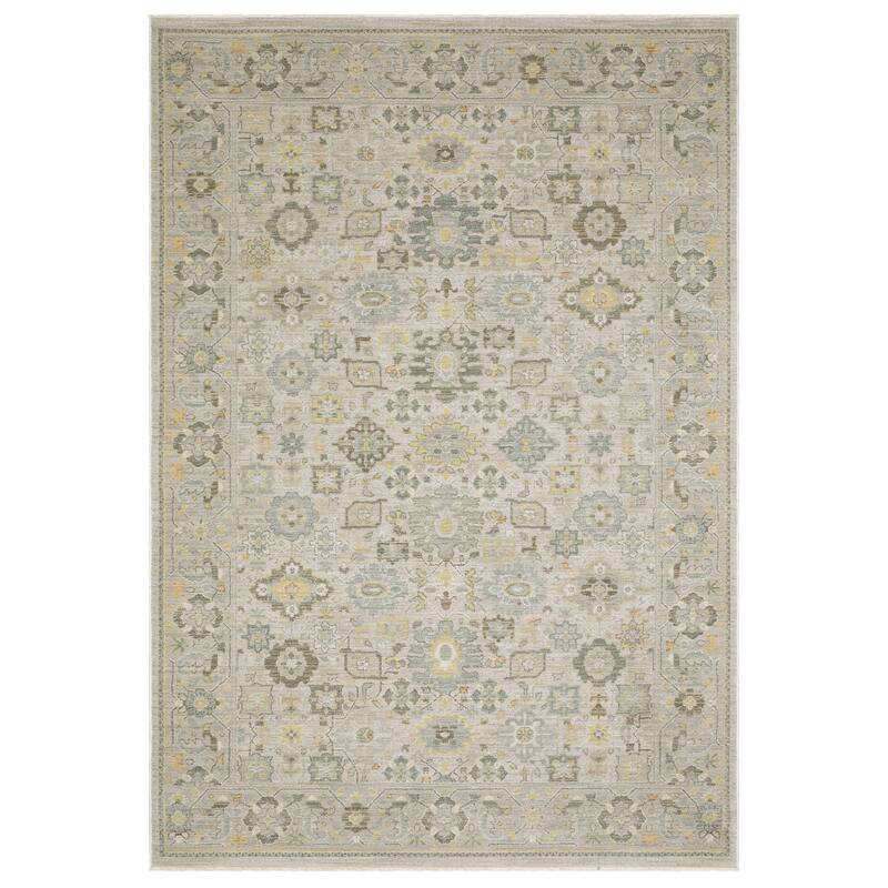 Kellan Global Floral Beige/ Blue Area Rug - 3'3" x 5'