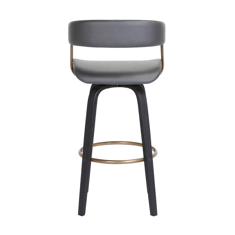 Topanga Modern Swivel Bar Stool, Upholstered Counter Height Chair with Bentwood Legs