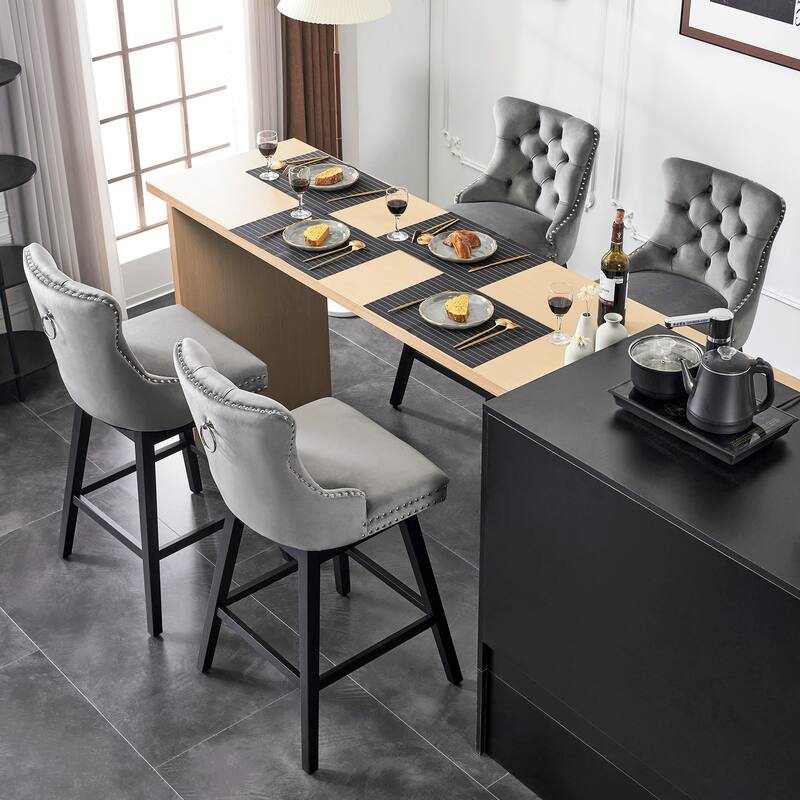 26"/30" Velvet Upholstered Swivel Counter or Bar Height Stools