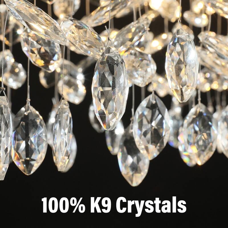 KAYLA 47.2" Modern 14-Lights Gold Luxury Crystal Linear Chandelier