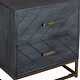 preview thumbnail 4 of 3, Roy 22 Inch 2 Drawer Mango Wood Nightstand Table, Rustic Bronze Metal Frame Base, Gray