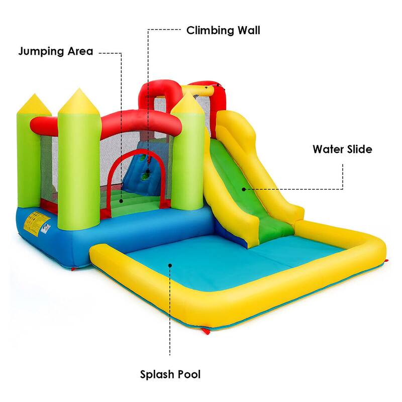 Gymax Inflatable Bounce House Water Slide Bouncer Pool w/ Climbing