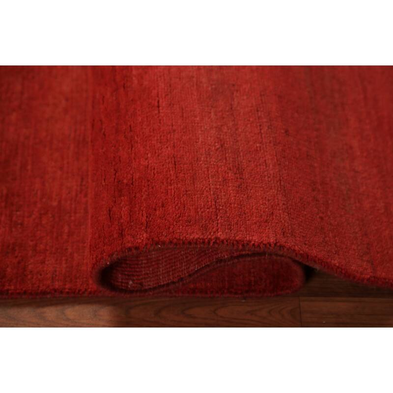 Modern Gabbeh Oriental Rug Hand-Knotted Red Wool Carpet - 2'9" x 4'2"