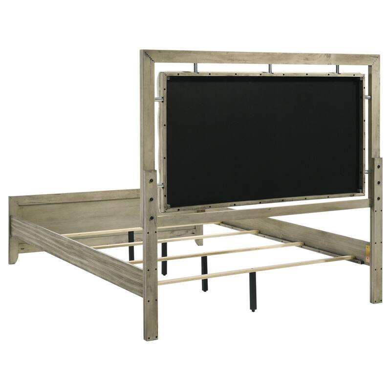 Giselle Farmhouse Wood Panel Bed Rustic Beige