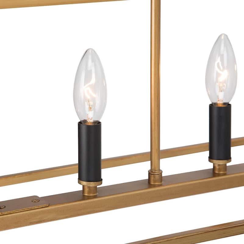 Dilley Modern Gold 5-Light Chandelier Rectangle Kitchen Island Light - L30"xW10.2"xH12"