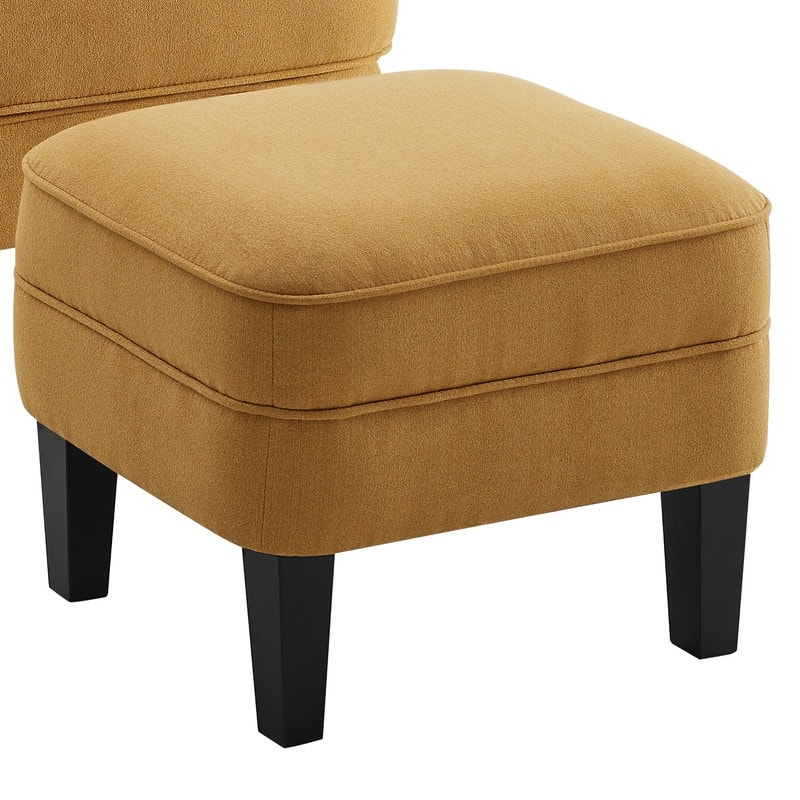 Moser Bay Mignon 30'' Wide Tufted Wingback Accent Chair with Ottoman, Velvet or Linen