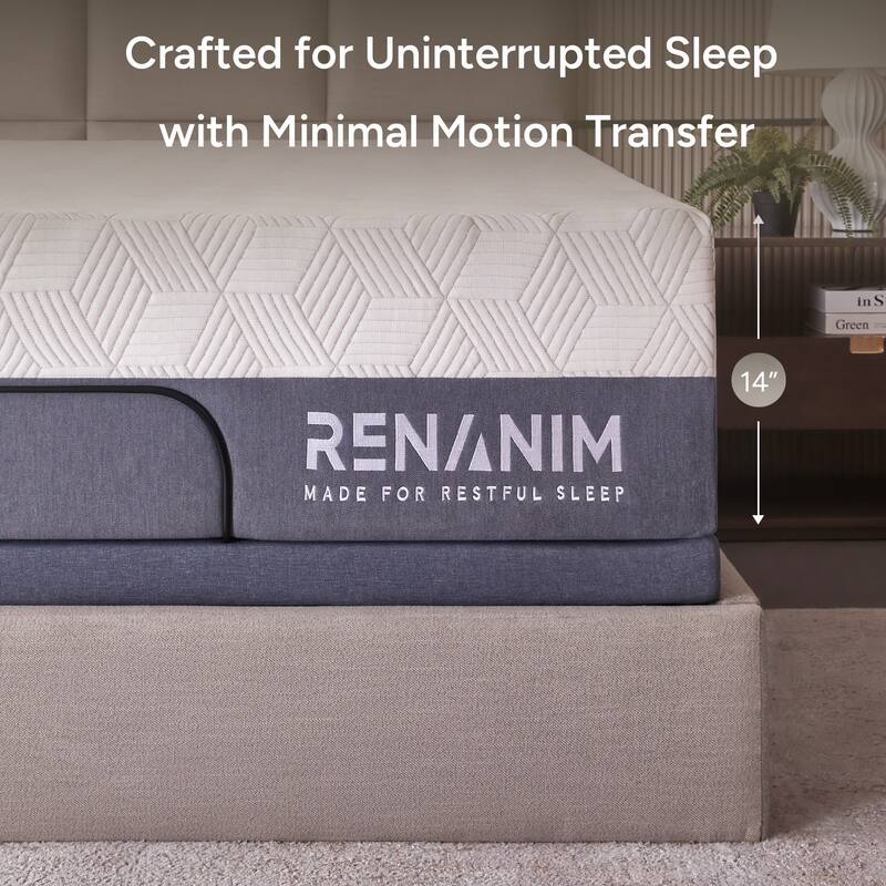 Renanim Hybrid Foam Mattress-in-a-Box, Cooler Sleep, Breathable, Supportive, Pressure Relief