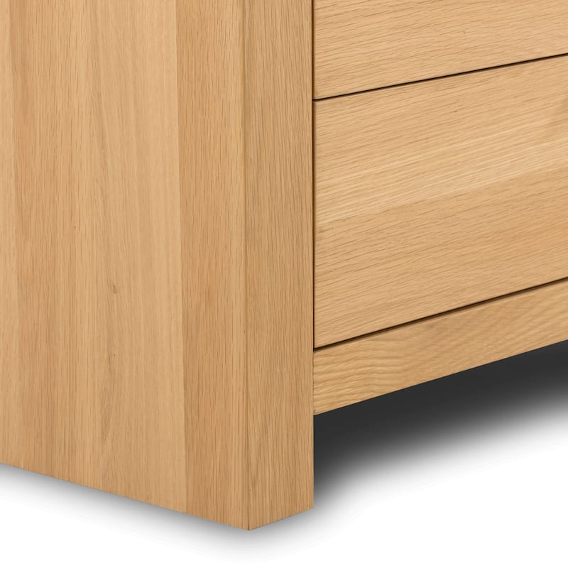 Poly & Bark Cirq 6 Drawer White Oak Dresser With Leather Pulls