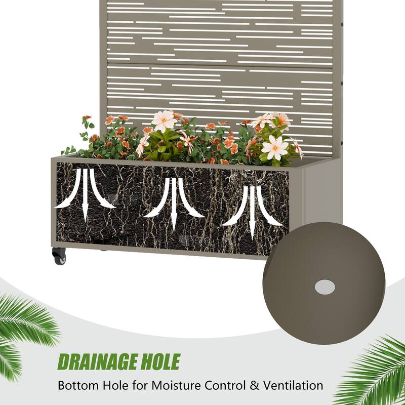 Raised Garden Bed Planter with Trellis Movable Planter Box with Lockable Wheels