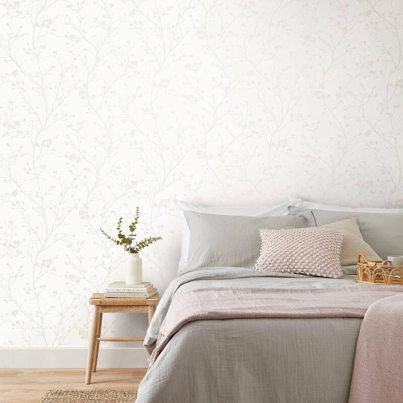 Fine Decor Cosima White Sprig Wallpaper
