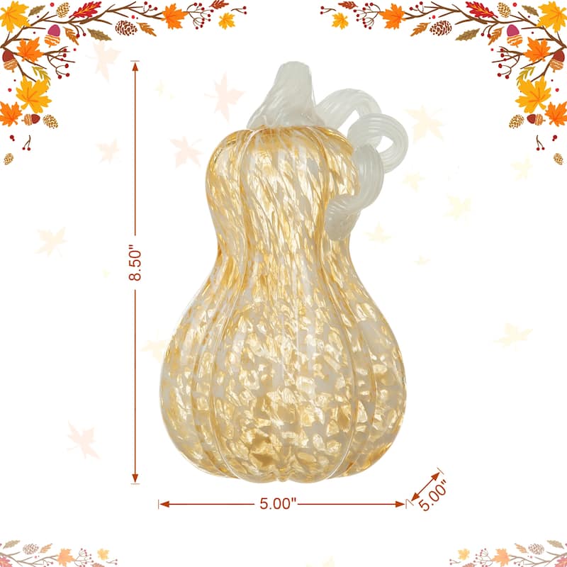 Glitzhome Fall Harvest Amber Dots Glass Pumpkin Thanksgiving Decorating