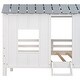 preview thumbnail 4 of 7, Twin Size Low Loft House Bed with Roof and Two Front Windows , White