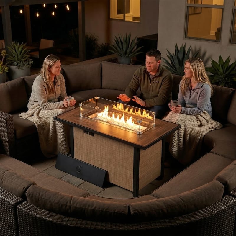 Outdoor 43 inch Fire Pit Table, 50,000 BTU Propane Fire Pit