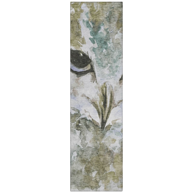 Machine Washable Indoor/ Outdoor Modern Owl Chantille Rug