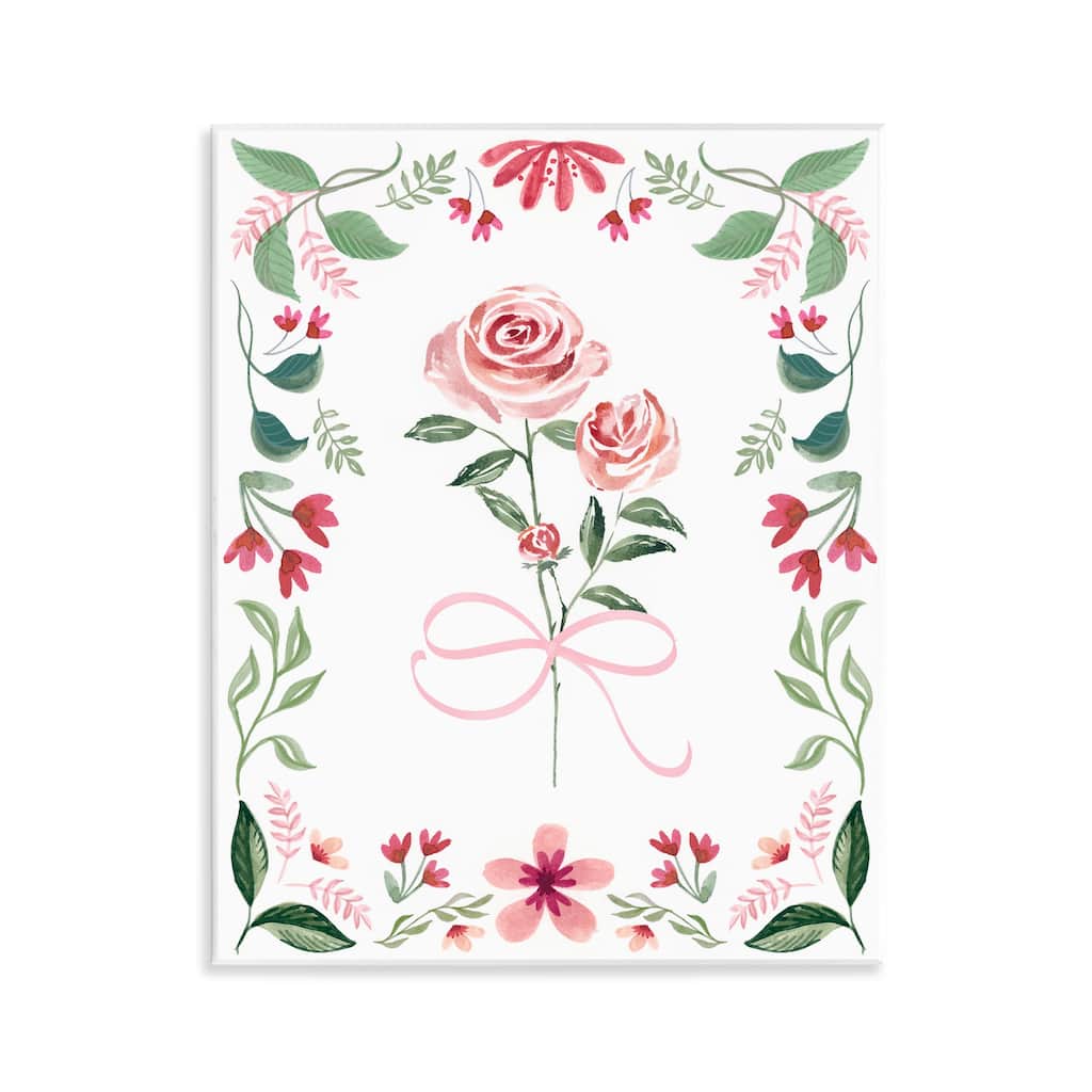 Stupell Delicate Roses Floral Border Wall Plaque Art Design By Kristen Brockmon