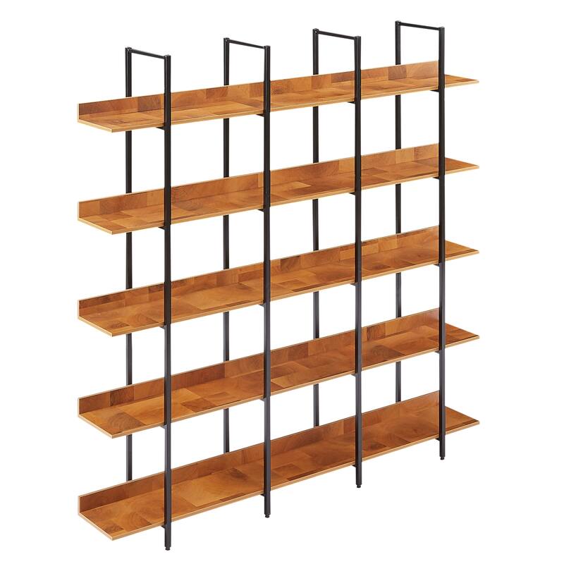 5 Tier Bookshelf Office Bookshelf Metal Frame MDF Board