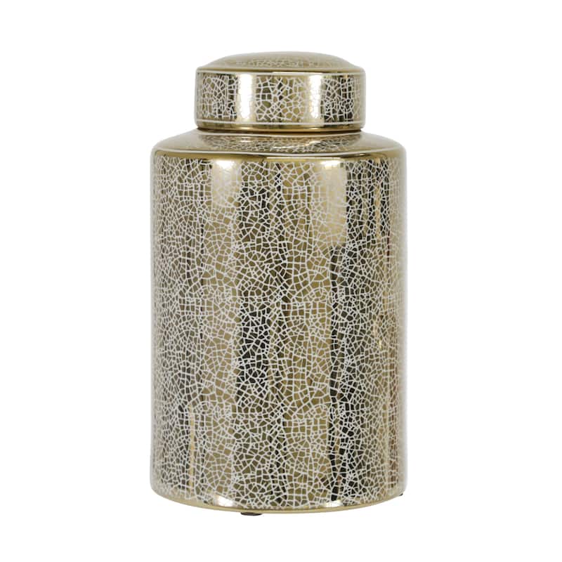 Sagebrook Home Modern Glam Jar with Lid Metallic Vase