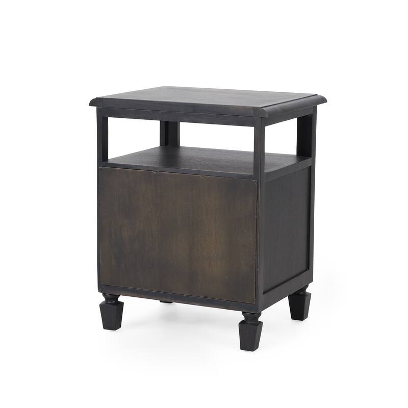 Nightstand Side Table Storage Cabinet with Open Shelf, Lamp Table Corner Table Coffee Table with Wood Legs