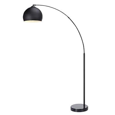 Versanora - Arquer Arc Floor Lamp With Black Shade And Black Marble Base