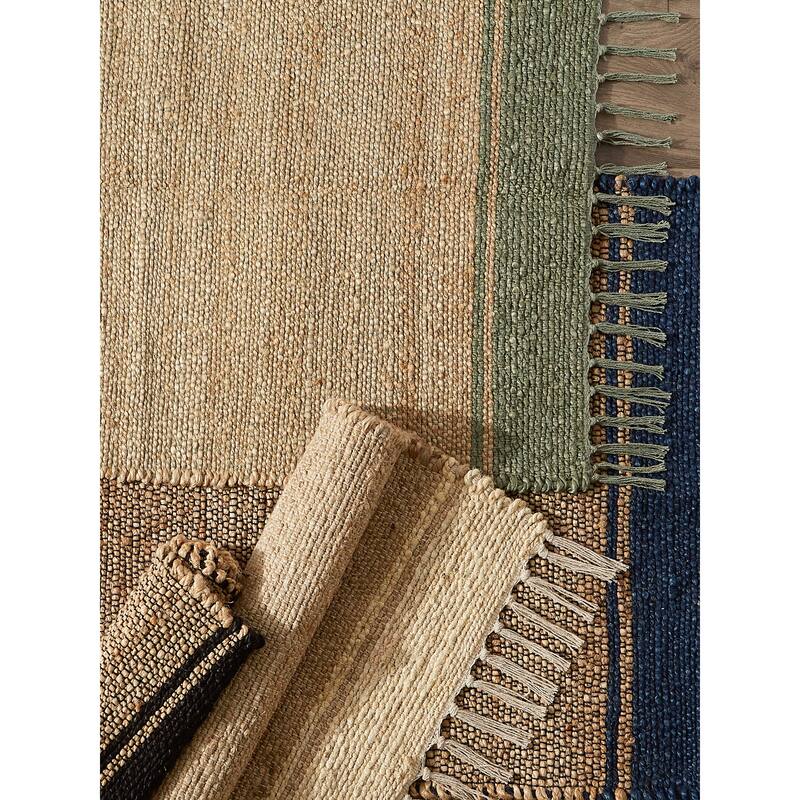 DII Black With Natural Jute Chevron Hand-Loomed Rug - 2' x 3' Oval