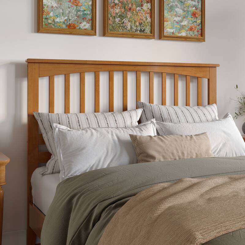 Solid Wood Low Profile Platform Bed - Modern Style Bed Frame, Light Toffee Finish