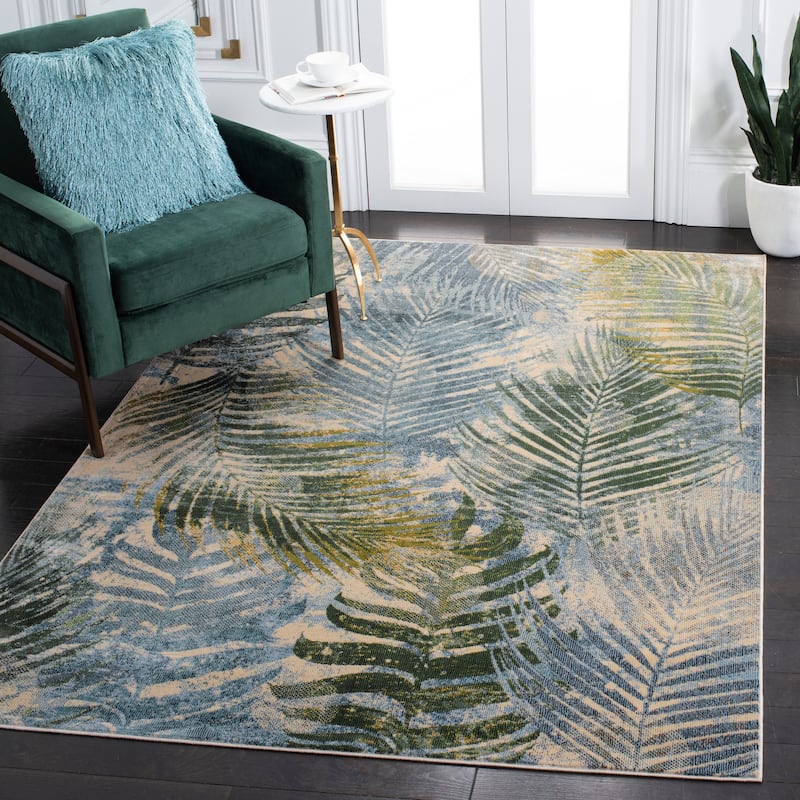 SAFAVIEH Lillian Herriet Tropical Rug - 5'3" x 7'7" - Blue/Green