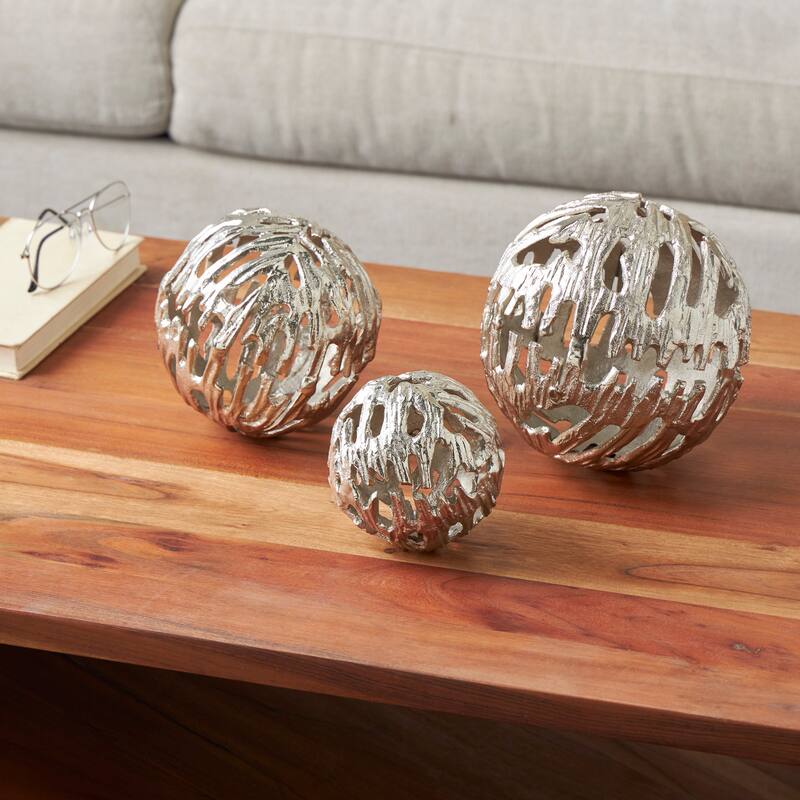Silver or Gold Aluminum Metallic Cutout Abstract Orbs & Vase Filler (Set of 3) - Silver
