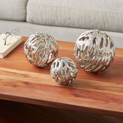 Silver or Gold Aluminum Metallic Cutout Abstract Orbs & Vase Filler (Set of 3)