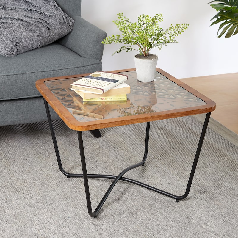 Christopher Knight Home - Ashton Modern Square Coffee Table with Glass Top - Natural Brown