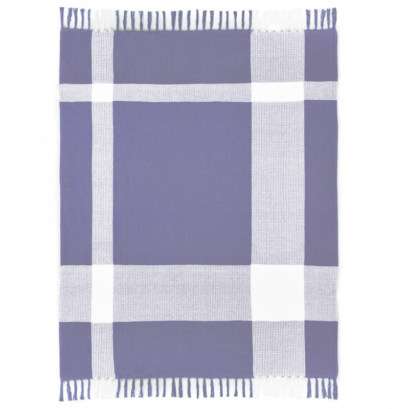 50" X 60" Purple Woven Cotton Checkered Throw Blanket with Fringe