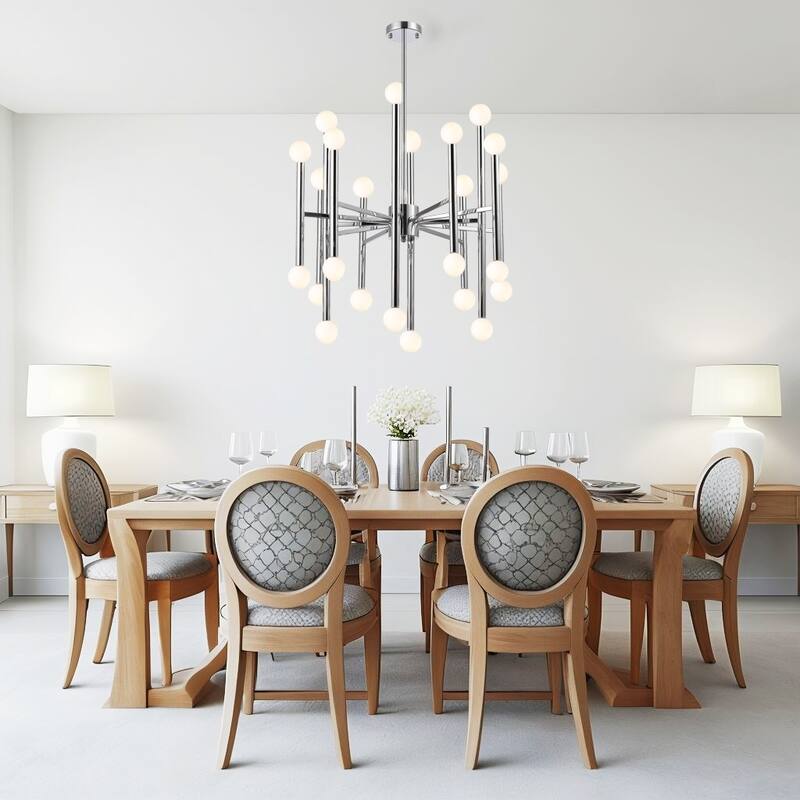24-Light Modern Sputnik Chandelier in Chrome Finish - N/A