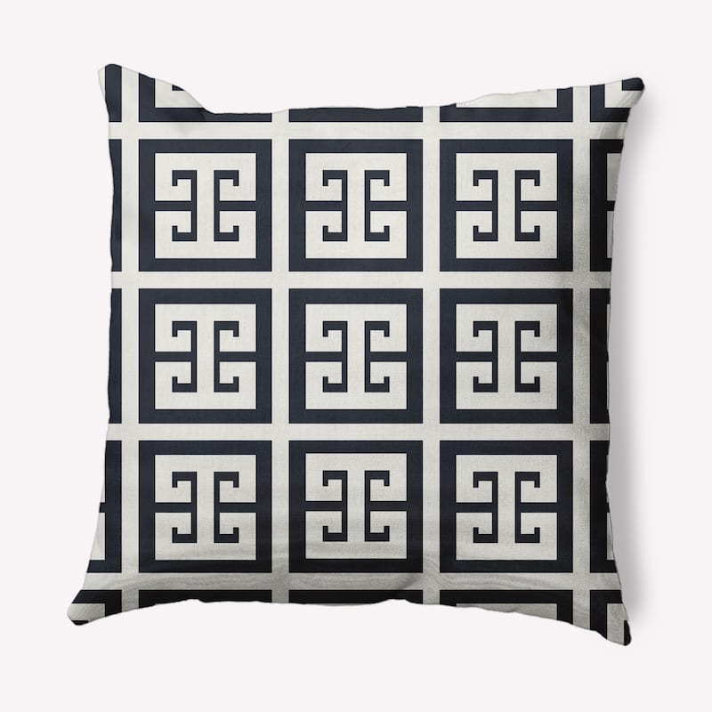 Greek Key Patterned Nautical Decorative Indoor Pillow - Shark Blue - 18" x 18"