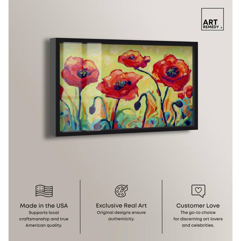 Red Poppy Field II Shadowbox by Art Remedy