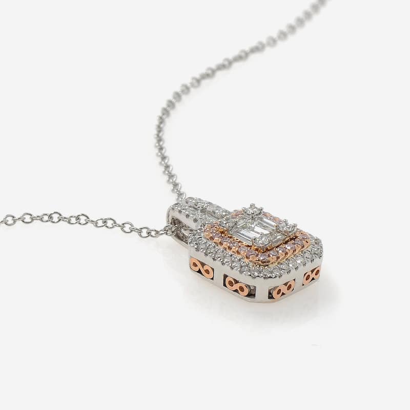 Gregg Ruth 14K Gold, White Diamond and Pink Diamond Pendant Necklace - 18