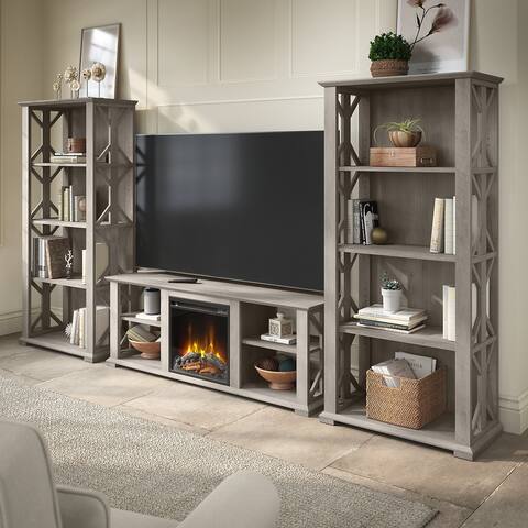 Homestead Electric Fireplace TV Stand with Bookcases by Bush Furniture
