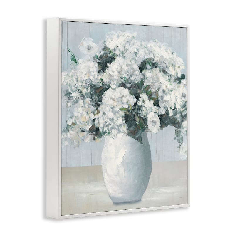 Stupell Timeless White Flower Vase Framed Giclee Art Design By Sally Swatland