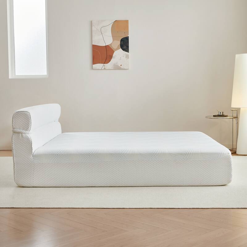 All-in-one Mattress Bed Frame with Cool Fabric, No Assembly Required for Living Room Apartment Bedroom Dormitory