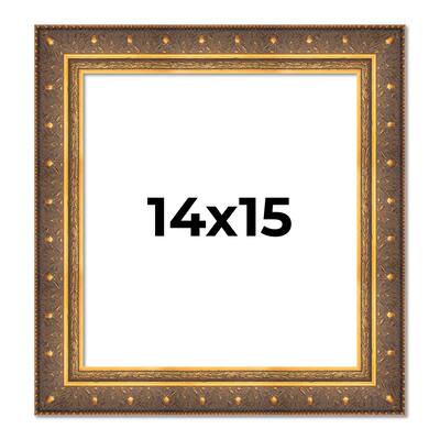 14x15 Frame Vintage Gold Solid Wood Picture Frame | 2.5 Inch Moulding