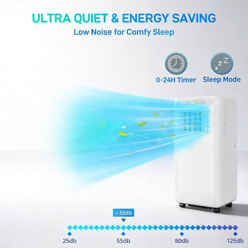 8000 BTU Portable Air Conditioners, with 24H Timer & Remote Control