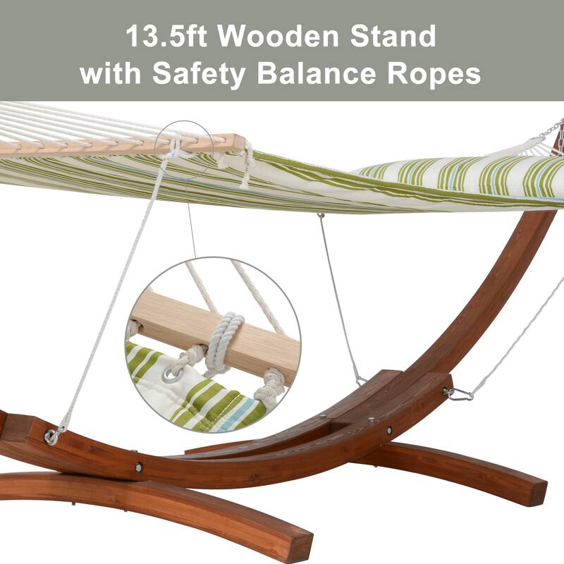 Double Spreader Bar Hammock With 13.5 ft. Wooden Stand - 162*55.1*48.8