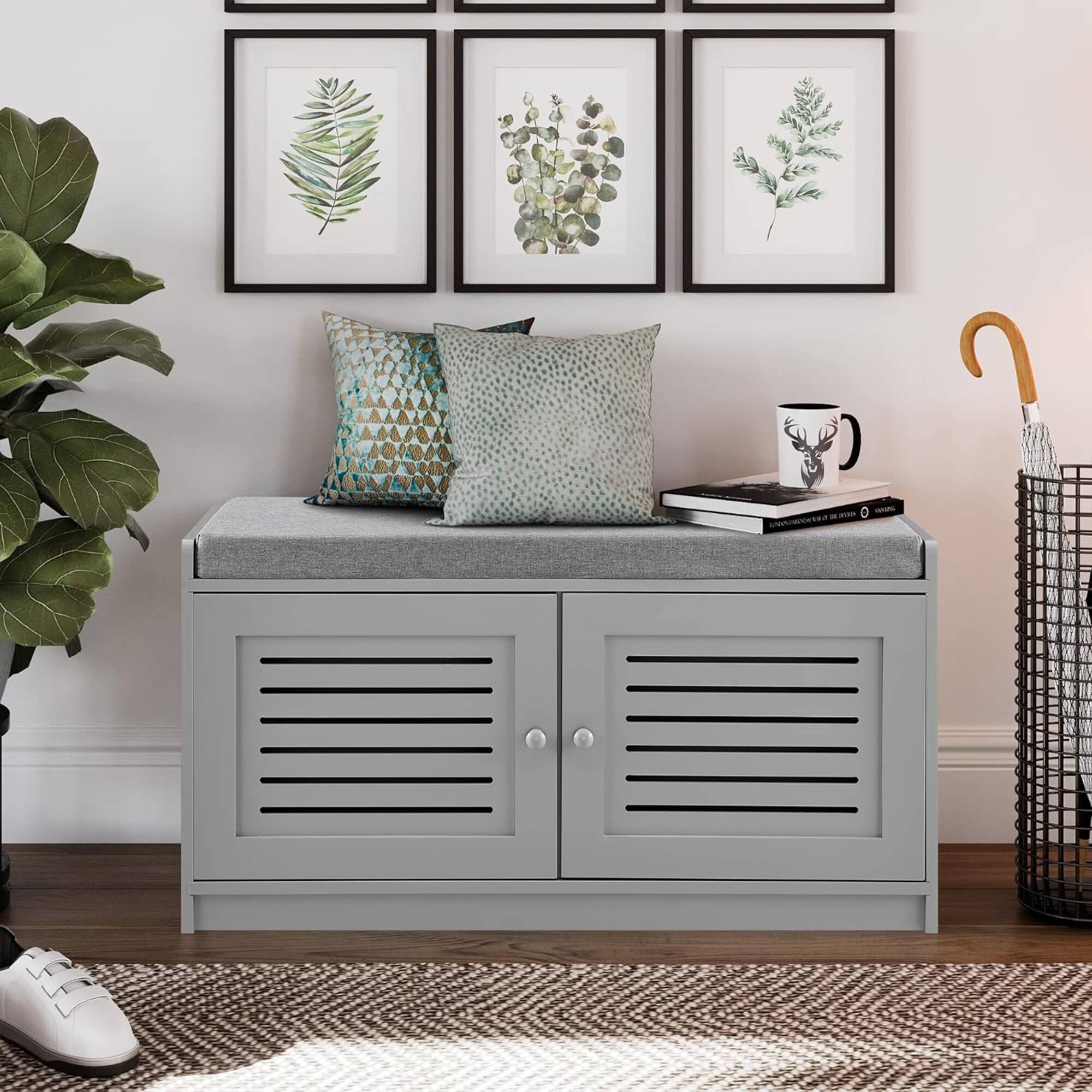 Sturdis Modern Shoe Storage Bench w/ Adjustable Shelves