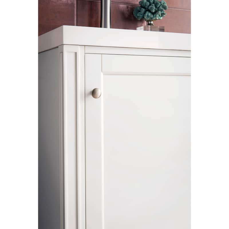 James Martin Vanities Britannia 24" Single Vanity Cabinet, w/Glossy White Composite Stone Countertop