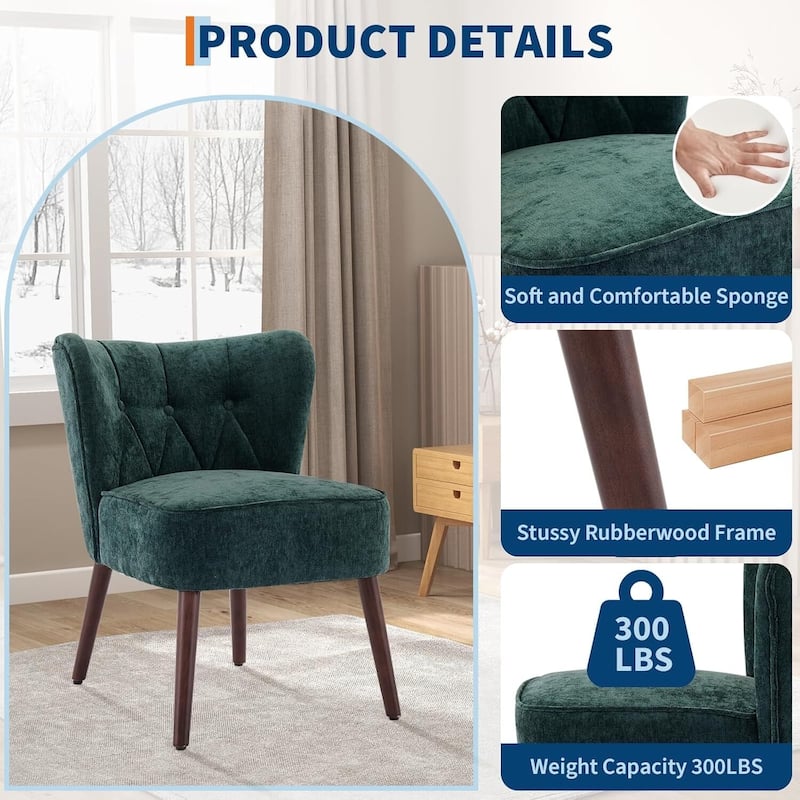 Mid-Century Fabric Accent Kitchen Dining Chairs for Living Room, Bedroom