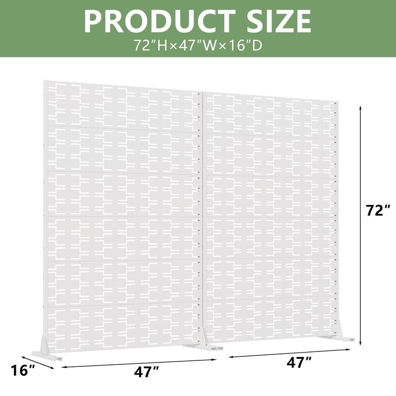 Outdoor Privacy Screen Metal Screen Fence Panel Set of 2